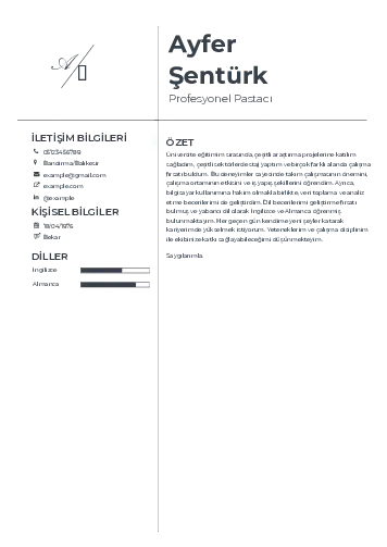 Pastacı Cv Örnekleri cv indir